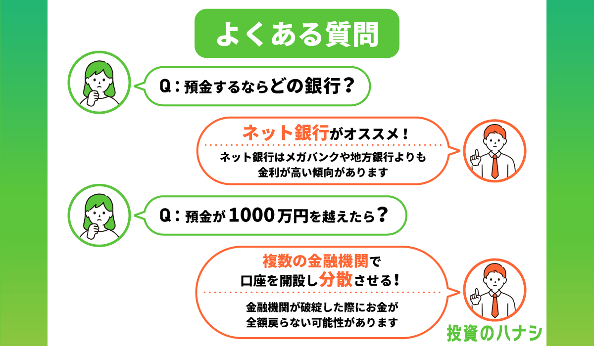 まとまったお金を預け入れる際によくある質問